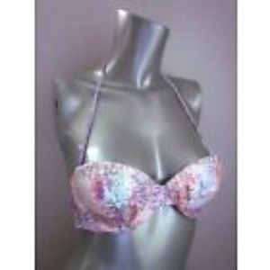 Sequined snakeskin bikini top